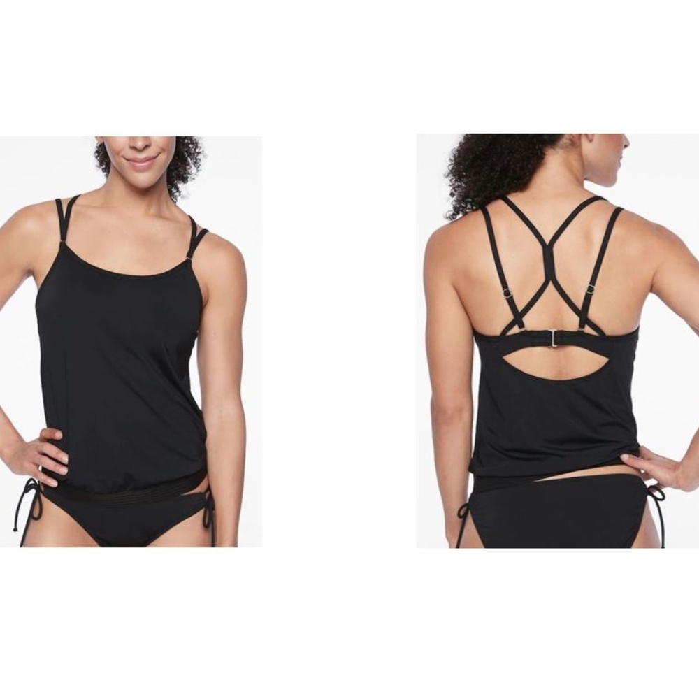 Athleta NWT Cross Back Blousy Tankini Top …